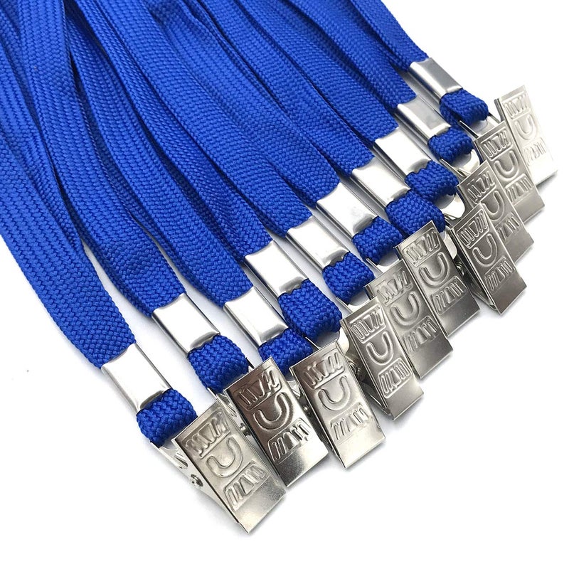 Beebel Blue Lanyards 50 Pack Breakaway Lanyard Comfortable Neck Straps Premium Bulk Lanyards Badge Bulldog Clip - Image 2